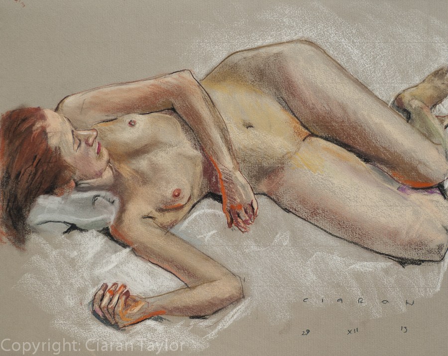 Life model Deirdre, Reclining, nude