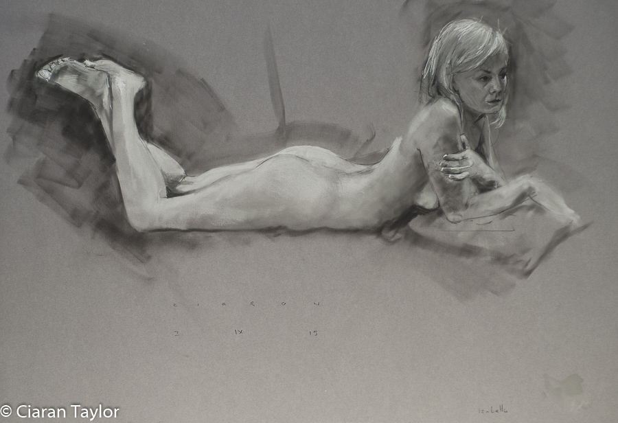 Life model Izabella, prone, nude